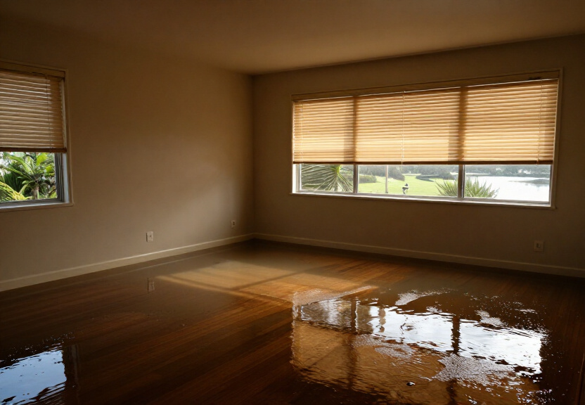 Waterlogged commercial kitchen in Moore Park before drying